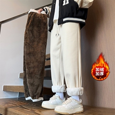 主推差价大D2280-TP4068冬季港风加绒加厚运动裤束脚裤子男，女装休闲裤，电商A102