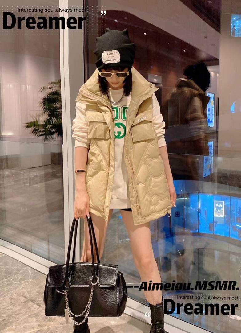 爱美欧现货小熊贴标羽绒马甲，女装马甲，爱美欧