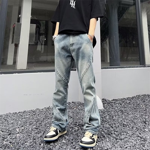 男长裤新款潮流春季中腰时尚潮青春流行水洗拉链牛仔裤N8837P55图片