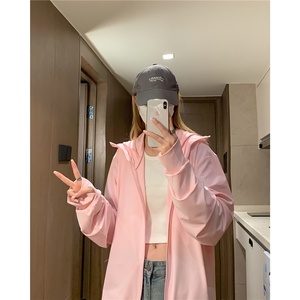 2025夏季新款纯色情侣款连帽长袖防晒衣薄款外套上衣 F109 /P39图片