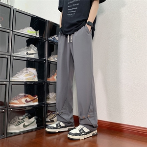 冰丝金属合扣休闲裤K013模特地板景92%聚酯纤维8%氨纶(S-2XL)TP25图片