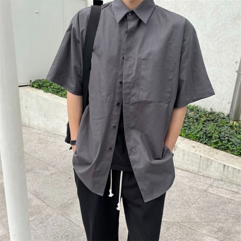 816B-CS019-P50夏季ins纯色学生休闲韩版短袖衬衫韩男,男装衬衫,星座816B