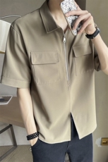 店主风~夏季多口袋拉链设计中袖衬衫T恤衫V725/P55，男装T恤，电商B331