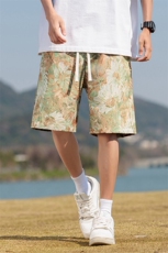 牛油果绿针织运动短裤男款夏季民族风沙滩五分裤子夏威夷薄款中裤，男装牛仔裤，星座209-1