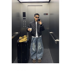 美式斜切解构面包服外套男冬保暖棉衣立领夹克棉服」，男装夹克，四季星座505