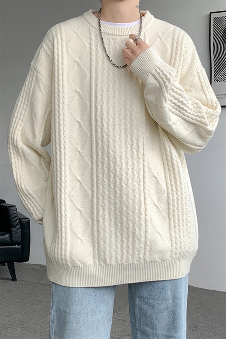 8XL-M圆领毛衣男秋冬季宽松慵懒套头麻花针织衫毛线衣MY19005P68,男装针织衫/毛衣,电商B312