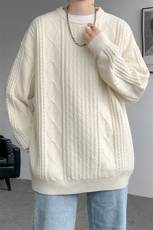 8XL-M圆领毛衣男秋冬季宽松慵懒套头麻花针织衫毛线衣MY19005P68，男装针织衫/毛衣，电商B312