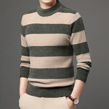秋冬季休闲加绒加厚打底衫中青年男爸爸保暖针织毛衣BJY08240-P80，男装针织衫/毛衣，电商B212（原钱塘6029）