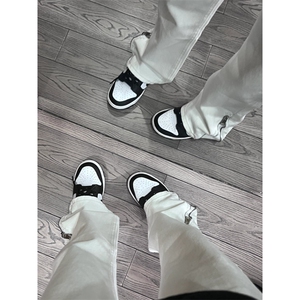 cleanfit白色裤子拉链牛仔裤男美式高街直筒微喇裤KZG830-P55图片