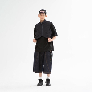 南夏乔装2025夏季新款日系复古直筒五分裤潮流中性休闲牛仔短裤男图片