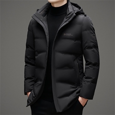 冬季男士白鸭绒羽绒服加绒保暖商务品质可脱卸帽外套休闲简约男装，男装羽绒服，钱塘6003（原4033）