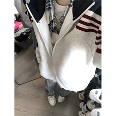 抖音得物高品质美式高街重磅结构织带拼接撞色立领卫衣外套CM41，男装卫衣，电商A486