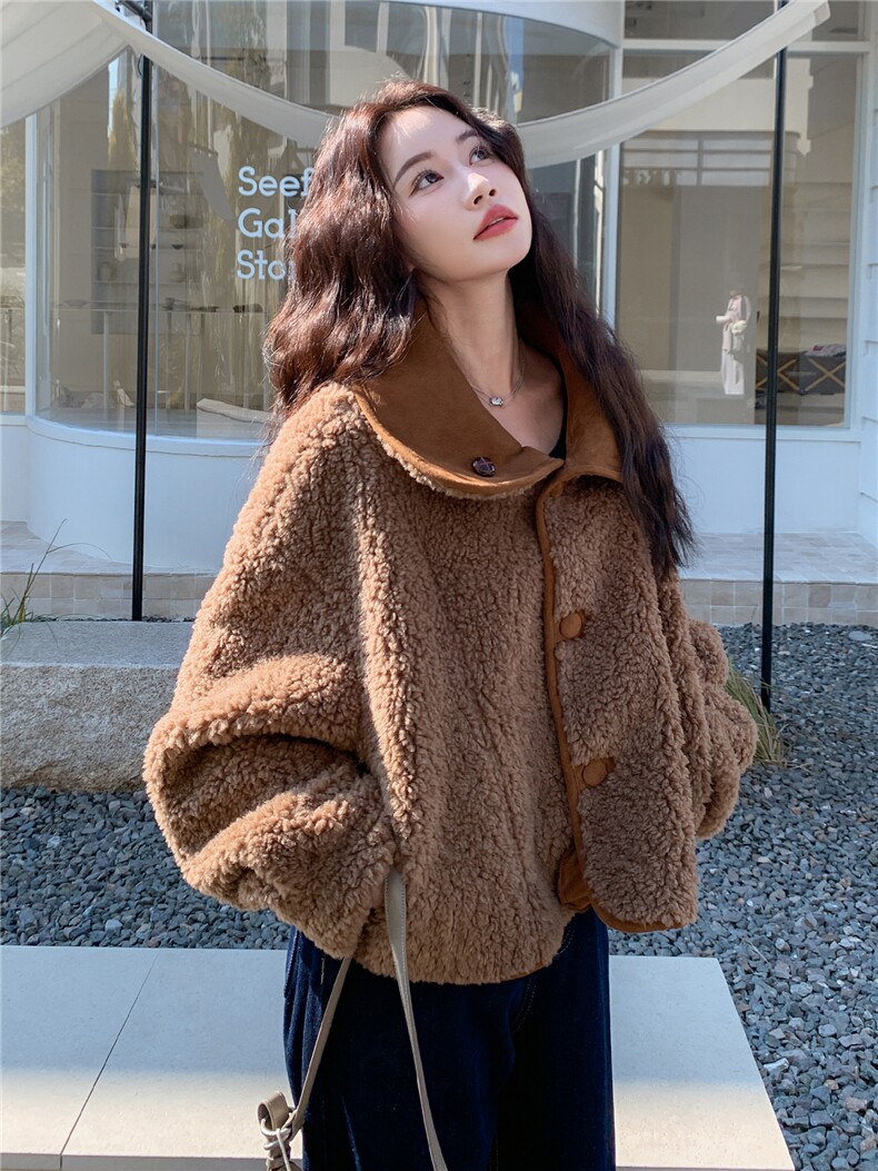 现货主推两面穿2025冬季新款显瘦皮毛一体外套女1507-P185K278,女装毛呢外套,欣美人