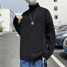 大量现货好卖高领毛衣男秋冬痞帅ins宽松纯色休闲针织衫M182-P30，男装针织衫/毛衣，星座512-4