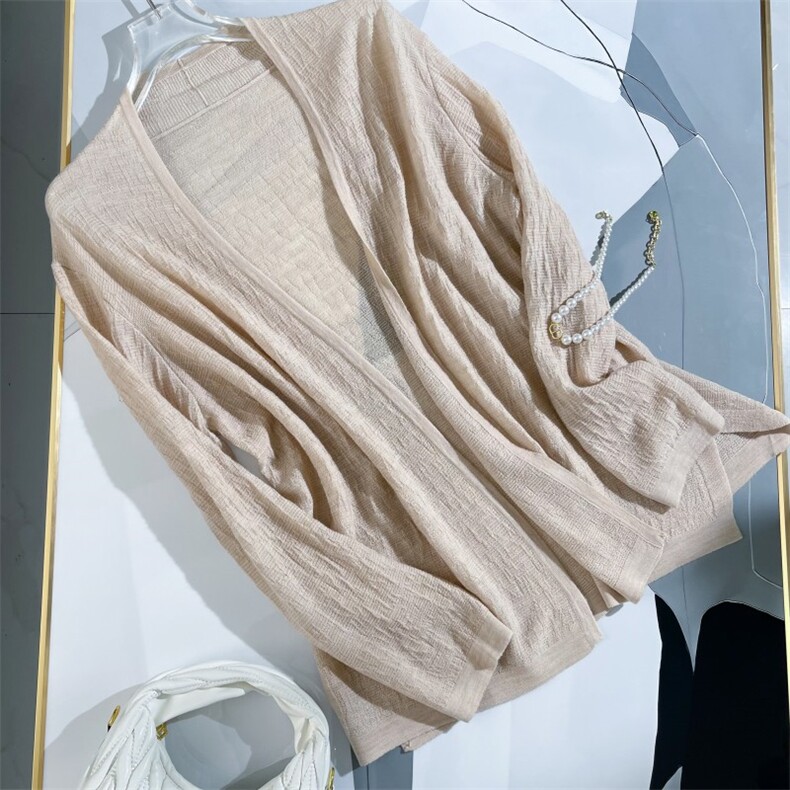 2025年夏季时尚潮流打底开衫，女装针织衫/毛衣，木淼羊绒