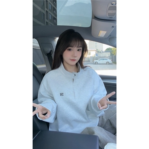 秋冬男士美式半拉链立领运动卫衣男女潮牌秋季情侣外套Polo衫p55图片