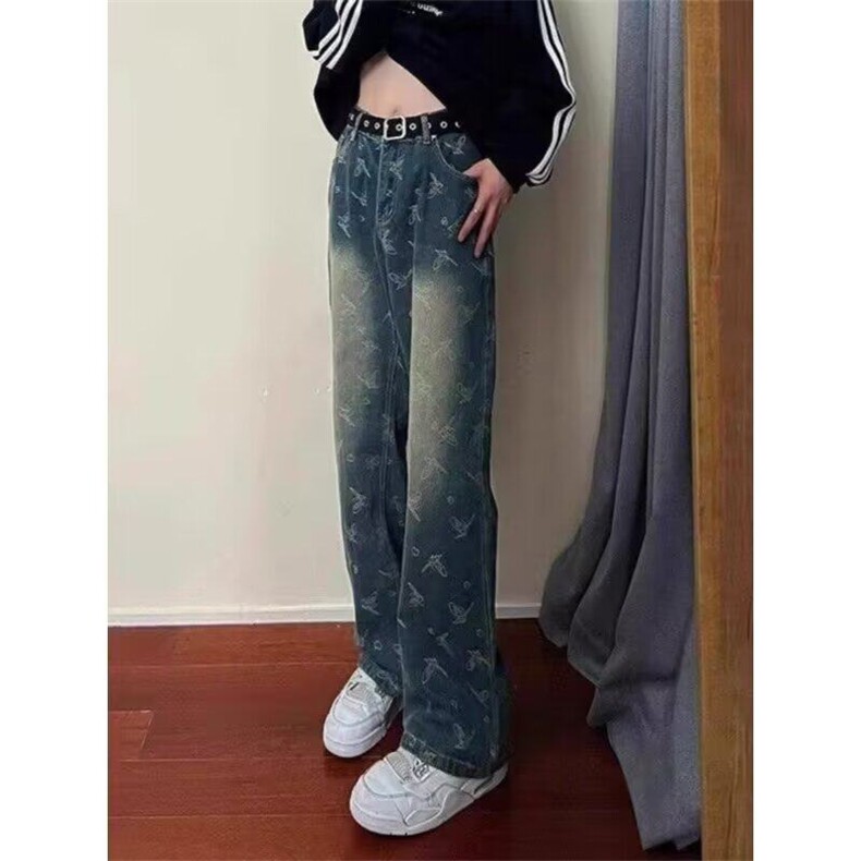 【网图现货】荆棘提花牛仔裤美式高街vibe弯刀裤子K6063特P45,男装牛仔裤,星座205-3
