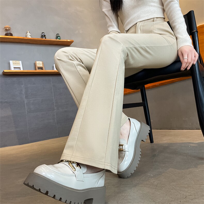 黑色西装喇叭裤女秋冬2025新款高腰垂感显瘦修身休闲微喇裤,女装休闲裤,云美莎专业女裤-全店现货