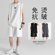 夏季冰丝薄款潮流冰丝时尚套装休闲抗皱百搭冰氧透气TZ83-特批68，男装休闲裤，星座718