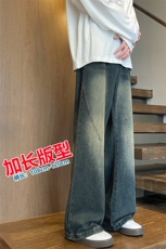 加长版裤子男高个子阔腿直筒牛仔裤185cm110直筒KZ005P60加绒70，男装牛仔裤，电商B312