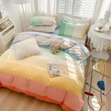 2021新款磨毛卡通印花四件套彩虹，床品套件普通磨毛，格格屋家纺（原汀滢家纺）