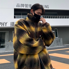 A991-P802024秋冬美式渐变格子夹克男款翻领宽松情侣小香风外套，男装夹克，星座512-6