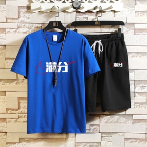 2025夏季新款潮流宽松大码短袖短裤运动套装XZ102A-4-DD318-P55图片