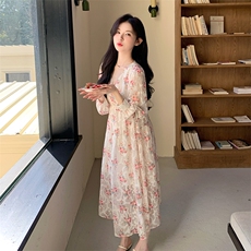 夏季新品主推设计感雪纺纱碎花连衣裙2C285P115K168，女装连衣裙，2C285