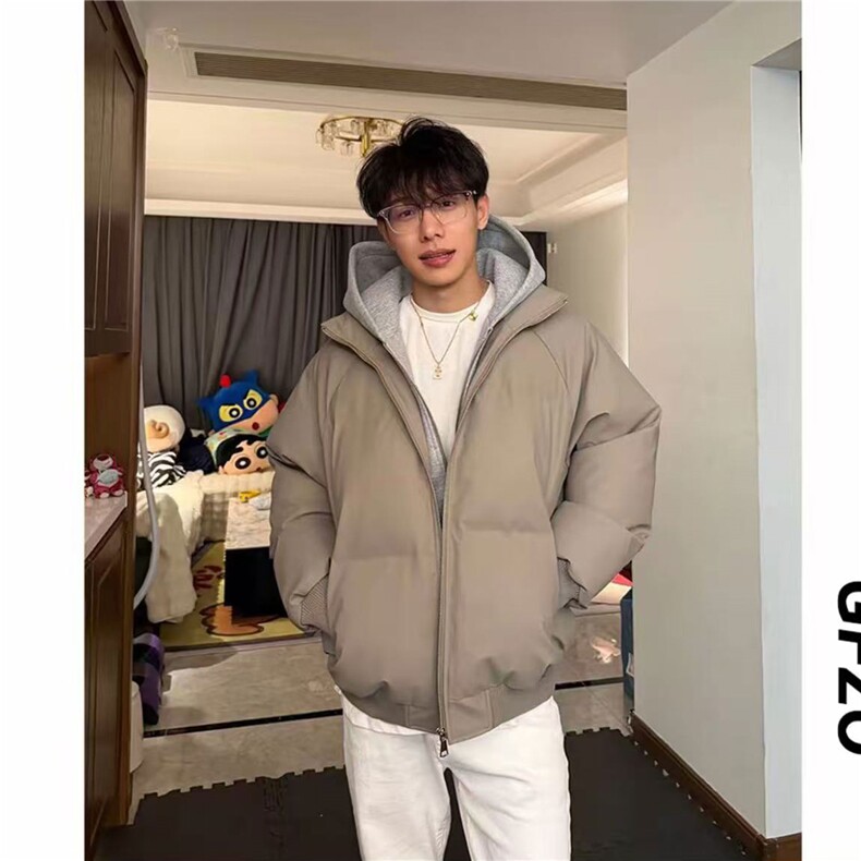 网图 冬季美式短款假两件插肩双层连帽双拉链保暖棉服D513 特P105图片