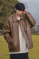 D2183-TP130控价178冬季cityboy机车皮夹克保暖加绒宽松帅气皮衣，男装棉衣，电商A102-1