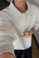 特批P50无差价时尚复古500g重磅曼巴棉拼接半拉链大码卫衣男W5416，男装卫衣，电商A001-1