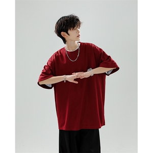 8XL-M高品质重磅棉光版纯色短袖T恤百搭款半截袖五分袖DX332特P23图片
