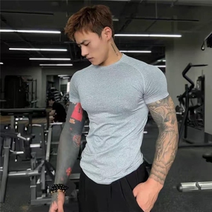 美式无缝提花运动短袖纯色速干训练健身弹力修身上衣T恤DT45 P35,男装T恤,电商D256-1(原A064-1)