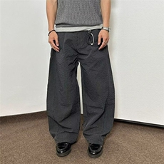 2025美式复古老钱风廓形格子休闲裤男女休闲弯刀阔腿裤HRA82-P55，男装休闲裤，星座208-5
