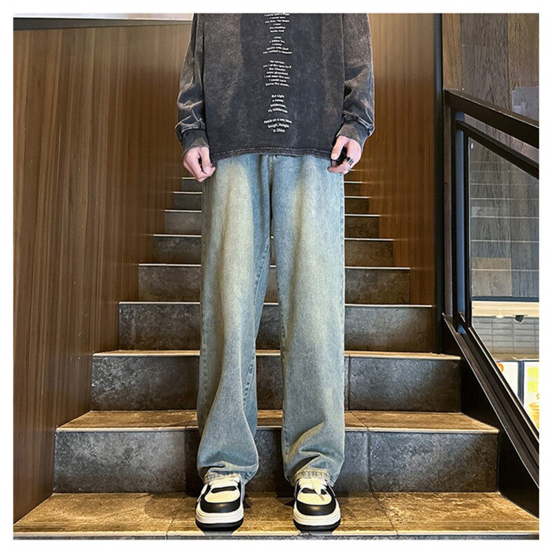 k1073-p55-控78M-5XL现货宽松cleanfit牛仔裤马丁靴黑暗拼接,男装牛仔裤,星座116