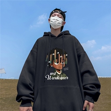 ！秋季重磅宽松大码港风黑人头印花连帽卫衣LW133-特p35，男装卫衣，星座508（原C305）