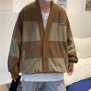 美式潮牌夹克街头棒球服男秋季情侣复古休闲拼色工装外套8540-p55图片