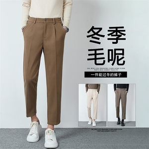 加绒加厚冬男女毛呢裤九分裤长裤直筒裤大码28-38 HK4 P54加绒P65图片