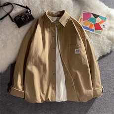 克莱因蓝春秋款棉衬衫男长袖纯色宽松休闲衬衣潮流DX175P40控58，男装衬衫，电商B413-1