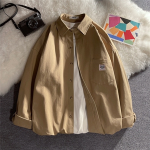 克莱因蓝 春秋款 棉衬衫男长袖纯色宽松休闲衬衣潮流DX175P40控58图片