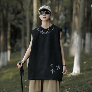 麂皮绒背心男韩版潮流印花高街帅气2023夏季ins无袖T恤ST213-P29图片
