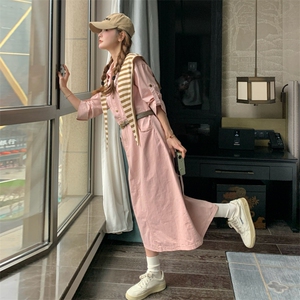 POLO领长裙耐磨抗起球春季连衣裙大码宽松条纹芭蕾风显瘦时尚休闲，女装连衣裙，帛香坊