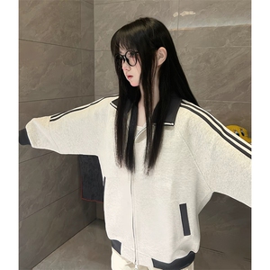 抖音得物高品质 美式高街重磅结构设计拼接织带立领卫衣外套 CM42图片