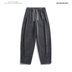 K5060/P40新款秋装老钱风弯刀裤休闲裤男运动卫裤大码宽松长裤子图片
