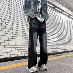 美式高街牛仔裤男潮牌宽松显瘦垂感直筒休闲阔腿长裤RK1134-P45