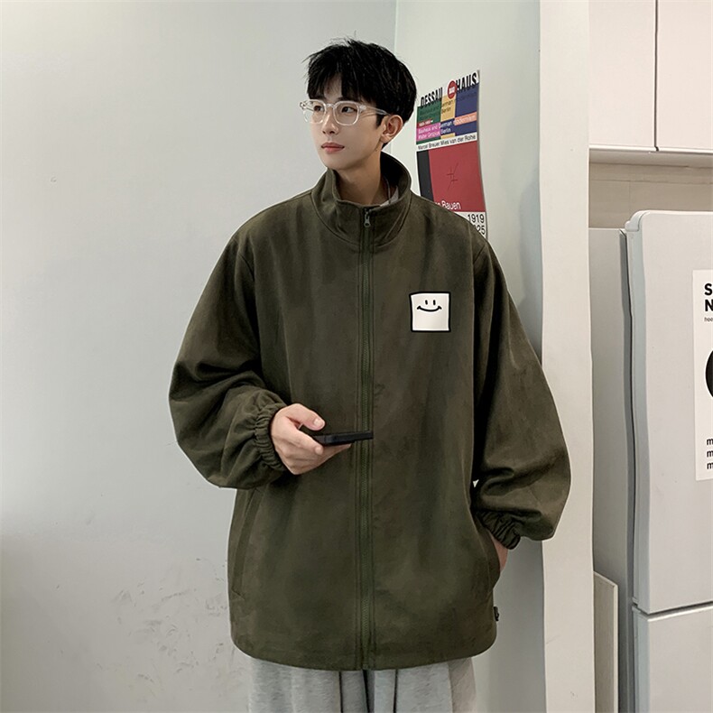 麂皮绒夹克男大码立领褂子外套JK85316-P68加绒款-P78,男装夹克,电商A040