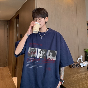 重磅240克精梳双纱精密赛格纺T恤 纯棉印花短袖男T6302特P19图片