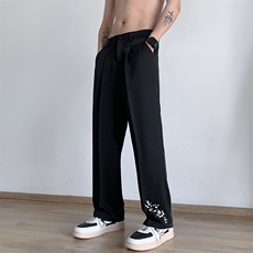 港风新中式休闲裤西裤长裤冰丝裤直筒裤A014-DY2376-P50控68，男装西裤，电商A014