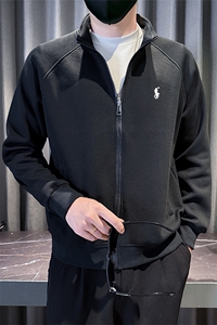 1001-M-3XL-P88秋季休闲男士运动针织刺绣简约纯色毛衣开衫外套图片