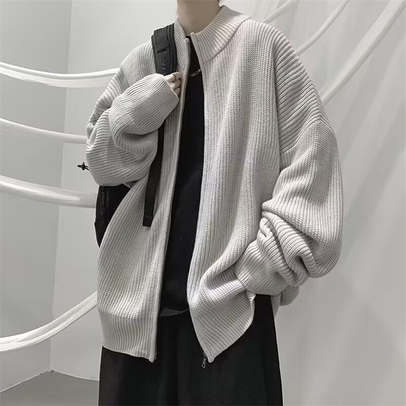 M014-P42 春秋新款毛衣男生棒球领针织开衫拉链款外套图片